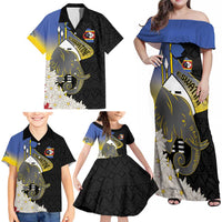 Eswatini Independence Day Family Matching Off Shoulder Maxi Dress and Hawaiian Shirt Swaziland Nguni Shield African Pattern - Wonder Print Shop