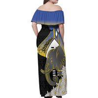 Eswatini Independence Day Family Matching Off Shoulder Maxi Dress and Hawaiian Shirt Swaziland Nguni Shield African Pattern - Wonder Print Shop