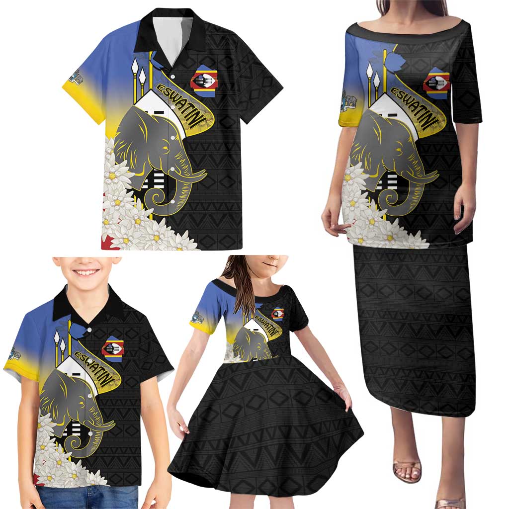 Eswatini Independence Day Family Matching Puletasi and Hawaiian Shirt Swaziland Nguni Shield African Pattern - Wonder Print Shop