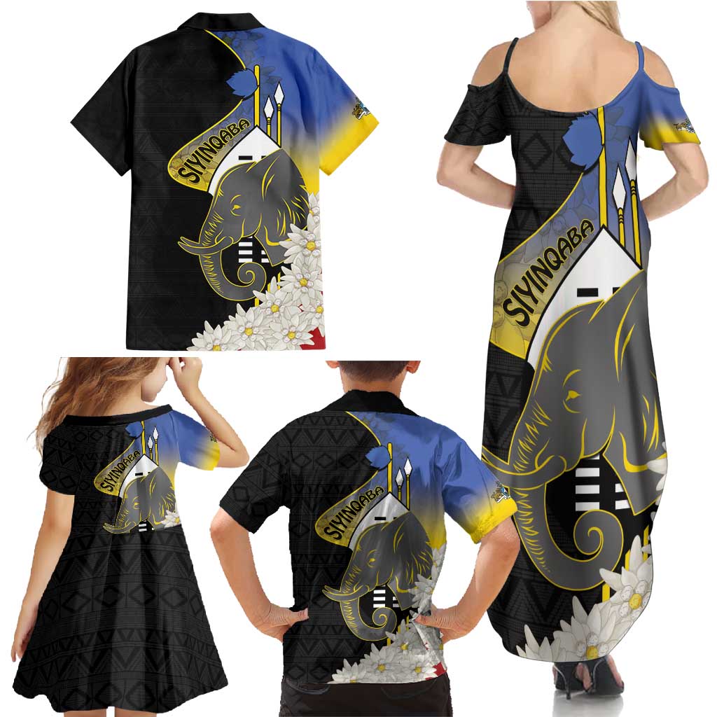 Eswatini Independence Day Family Matching Summer Maxi Dress and Hawaiian Shirt Swaziland Nguni Shield African Pattern - Wonder Print Shop