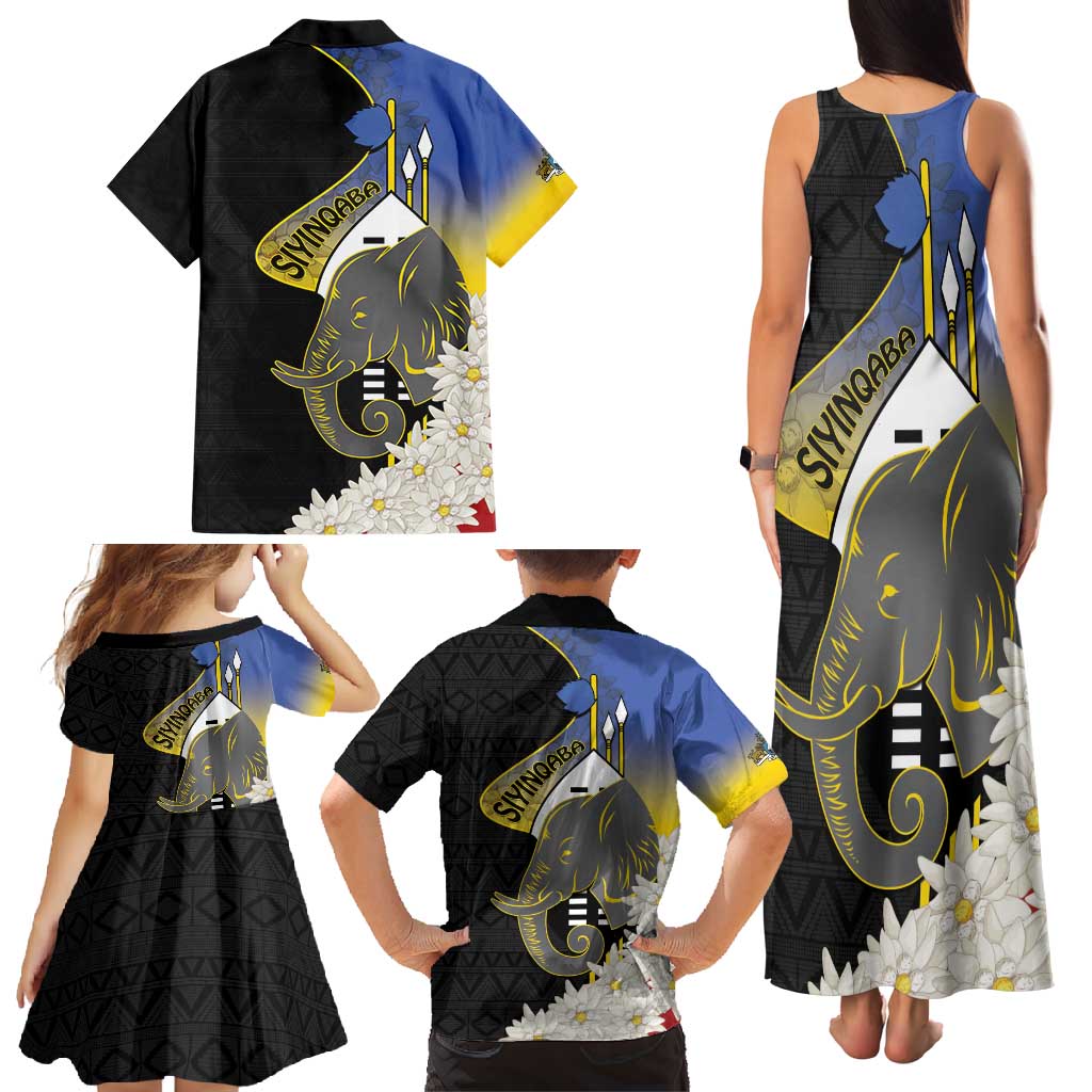Eswatini Independence Day Family Matching Tank Maxi Dress and Hawaiian Shirt Swaziland Nguni Shield African Pattern - Wonder Print Shop