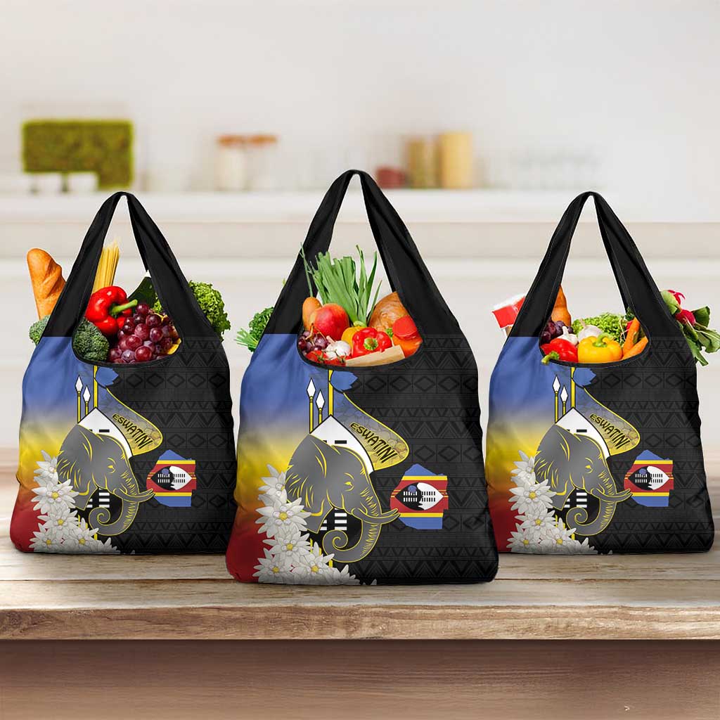 Eswatini Independence Day Grocery Bag Swaziland Nguni Shield African Pattern - Wonder Print Shop