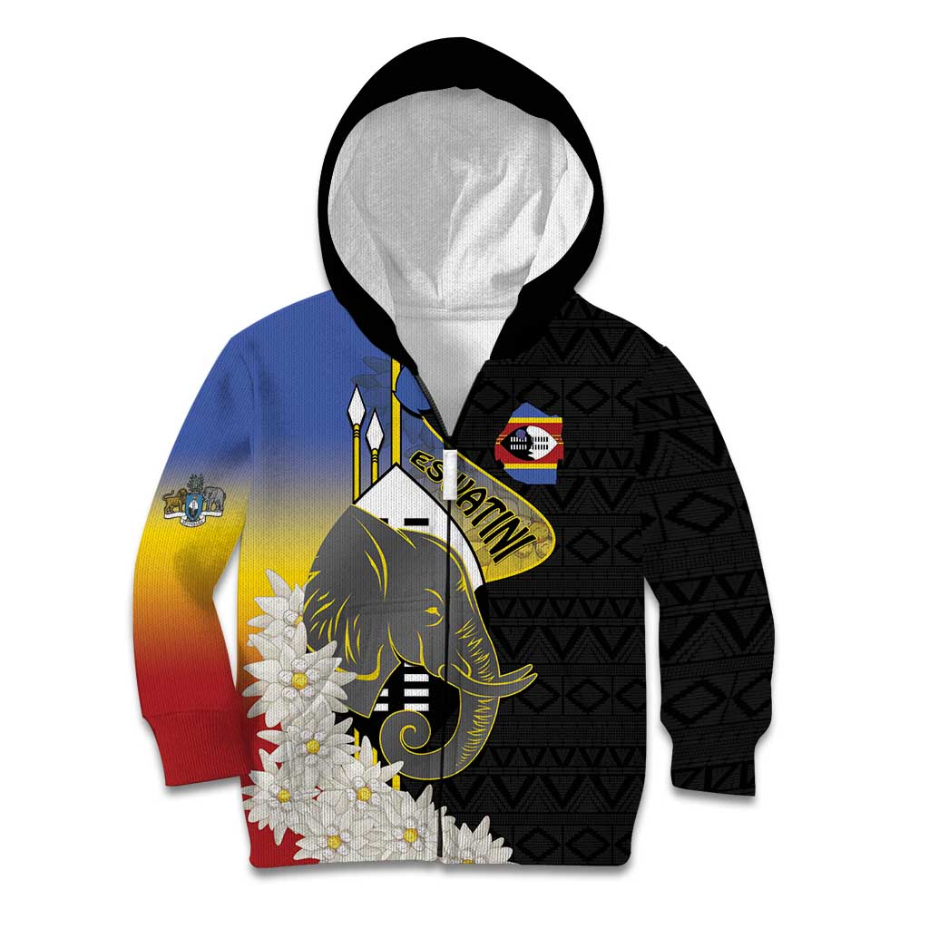 Eswatini Independence Day Kid Hoodie Swaziland Nguni Shield African Pattern - Wonder Print Shop