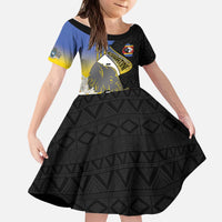 Eswatini Independence Day Kid Short Sleeve Dress Swaziland Nguni Shield African Pattern - Wonder Print Shop