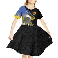 Eswatini Independence Day Kid Short Sleeve Dress Swaziland Nguni Shield African Pattern - Wonder Print Shop