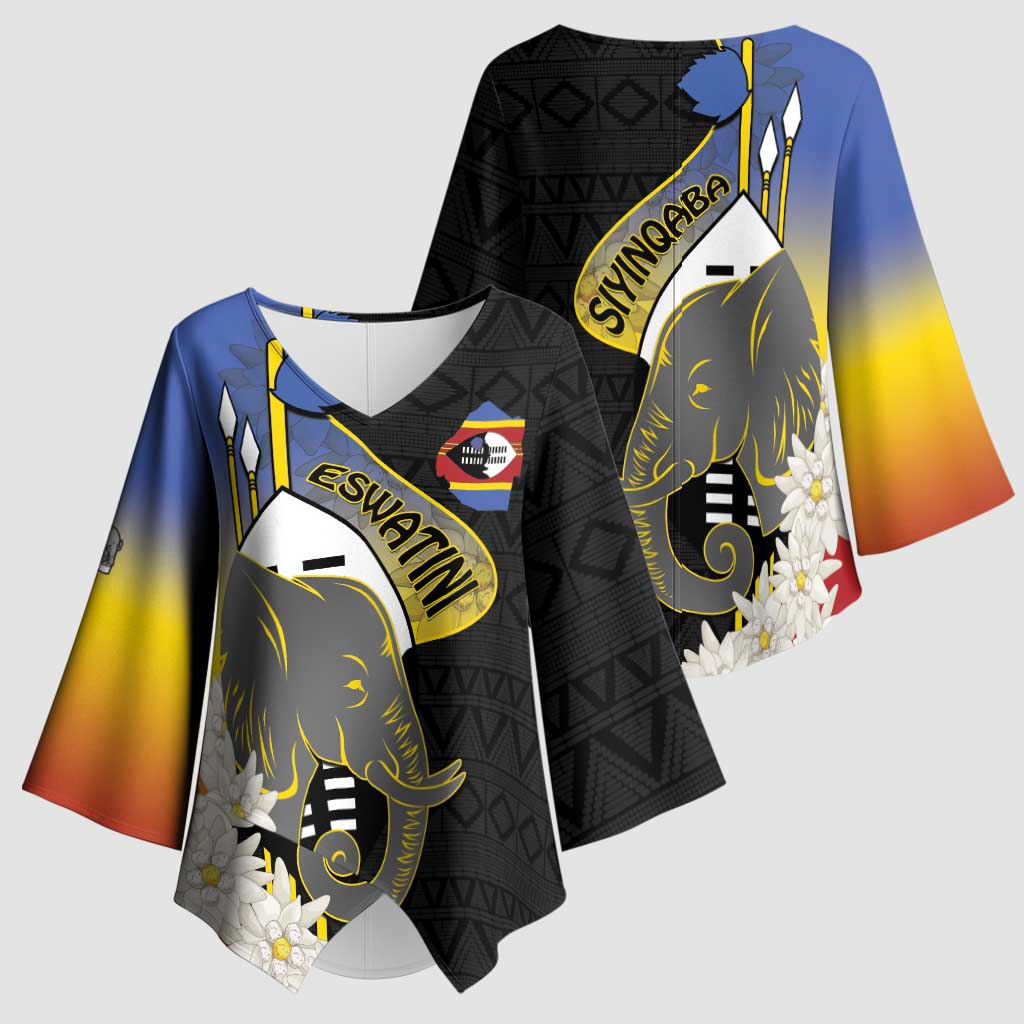 Eswatini Independence Day Kimono Sleeve Blouse Swaziland Nguni Shield African Pattern - Wonder Print Shop