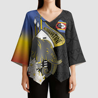 Eswatini Independence Day Kimono Sleeve Blouse Swaziland Nguni Shield African Pattern - Wonder Print Shop