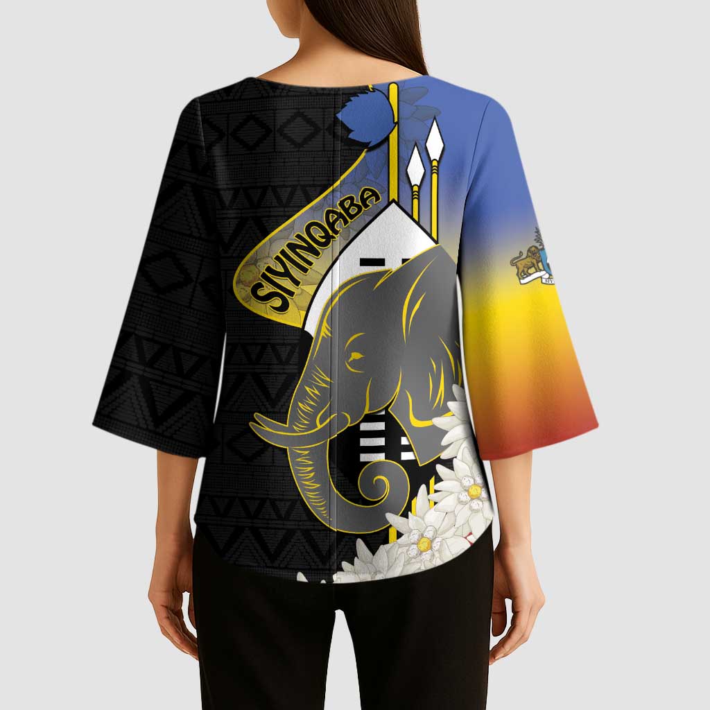 Eswatini Independence Day Kimono Sleeve Blouse Swaziland Nguni Shield African Pattern - Wonder Print Shop