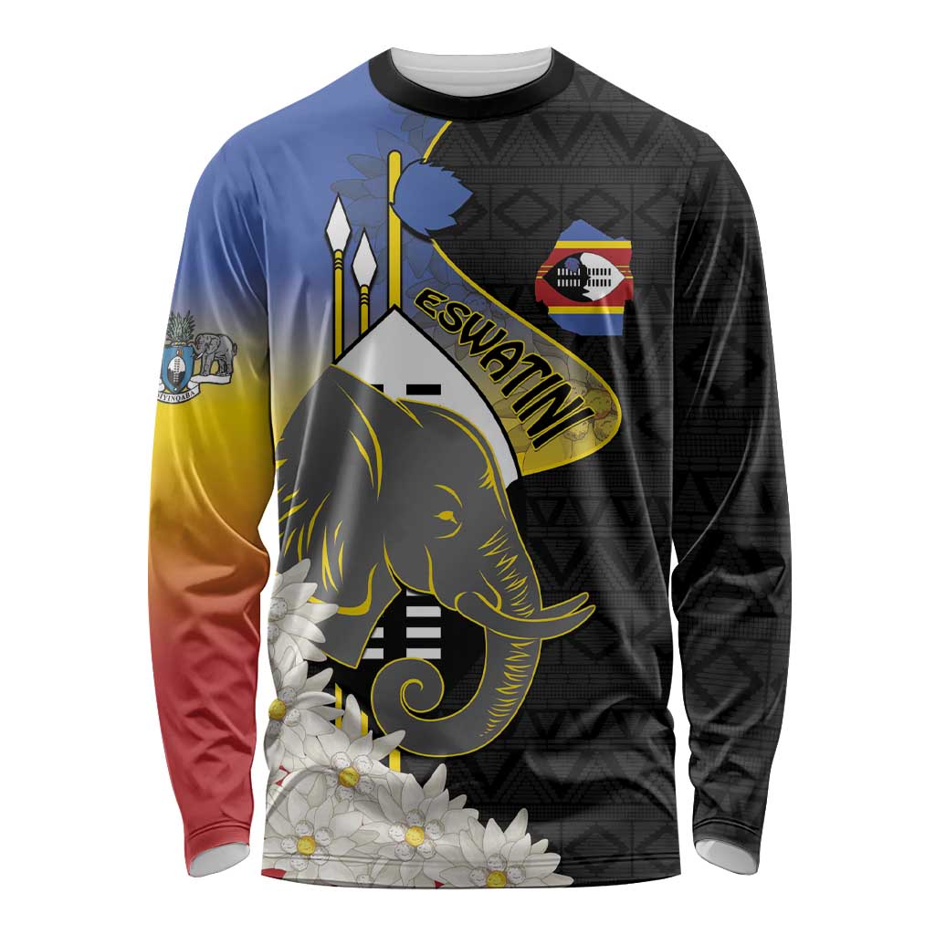 Eswatini Independence Day Long Sleeve Shirt Swaziland Nguni Shield African Pattern - Wonder Print Shop