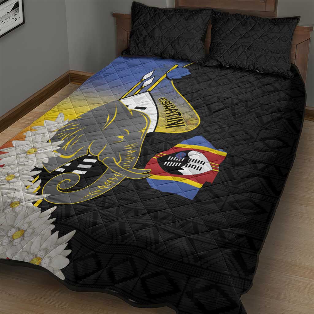 Eswatini Independence Day Quilt Bed Set Swaziland Nguni Shield African Pattern - Wonder Print Shop