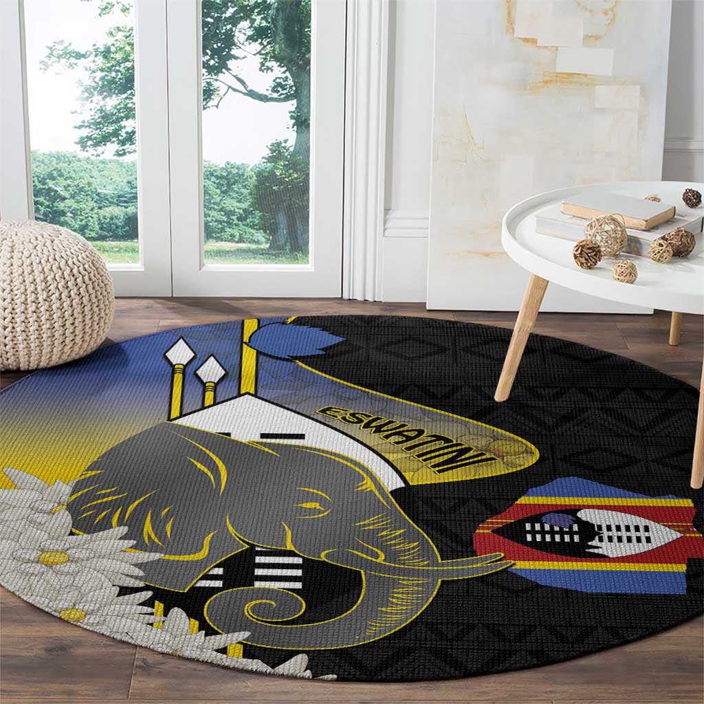Eswatini Independence Day Round Carpet Swaziland Nguni Shield African Pattern - Wonder Print Shop