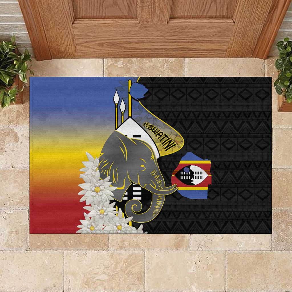 Eswatini Independence Day Rubber Doormat Swaziland Nguni Shield African Pattern - Wonder Print Shop