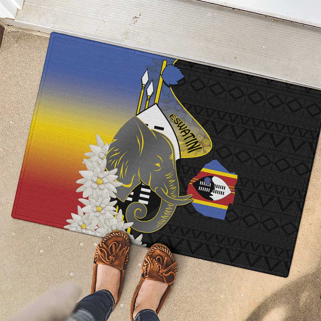Eswatini Independence Day Rubber Doormat Swaziland Nguni Shield African Pattern - Wonder Print Shop