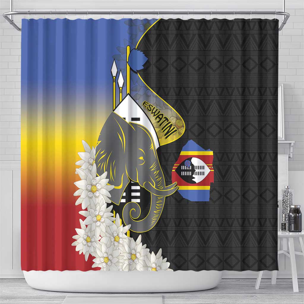Eswatini Independence Day Shower Curtain Swaziland Nguni Shield African Pattern - Wonder Print Shop
