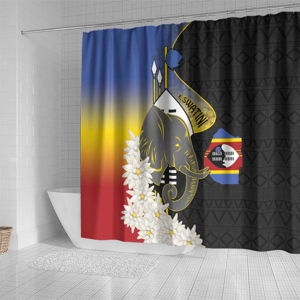 Eswatini Independence Day Shower Curtain Swaziland Nguni Shield African Pattern - Wonder Print Shop