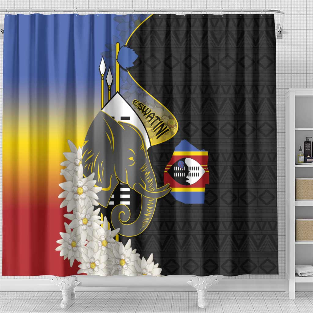 Eswatini Independence Day Shower Curtain Swaziland Nguni Shield African Pattern - Wonder Print Shop
