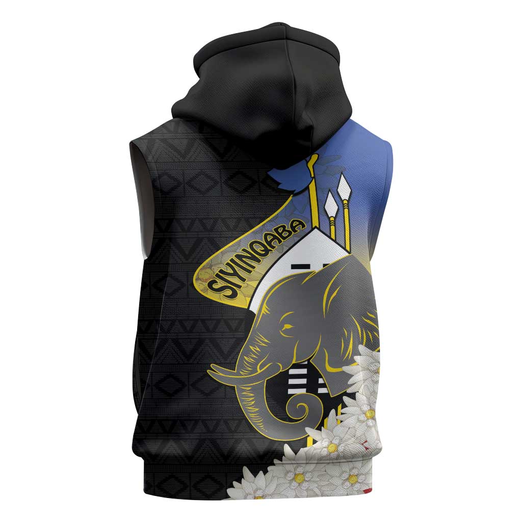 Eswatini Independence Day Sleeveless Hoodie Swaziland Nguni Shield African Pattern - Wonder Print Shop