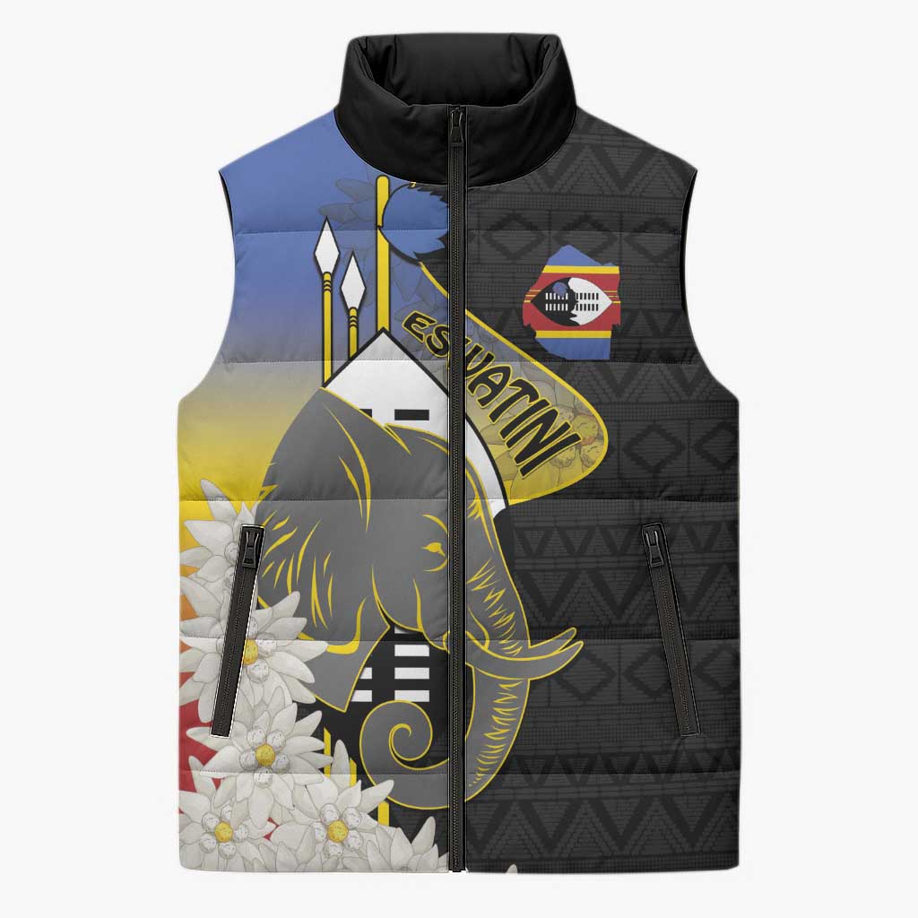 Eswatini Independence Day Sleeveless Puffer Jacket Swaziland Nguni Shield African Pattern - Wonder Print Shop