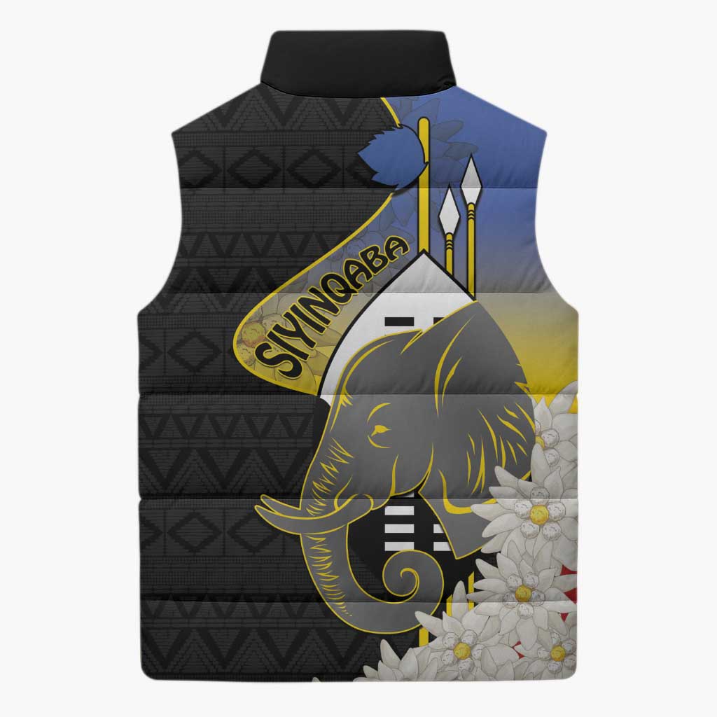 Eswatini Independence Day Sleeveless Puffer Jacket Swaziland Nguni Shield African Pattern - Wonder Print Shop