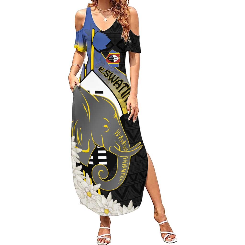 Eswatini Independence Day Summer Maxi Dress Swaziland Nguni Shield African Pattern - Wonder Print Shop