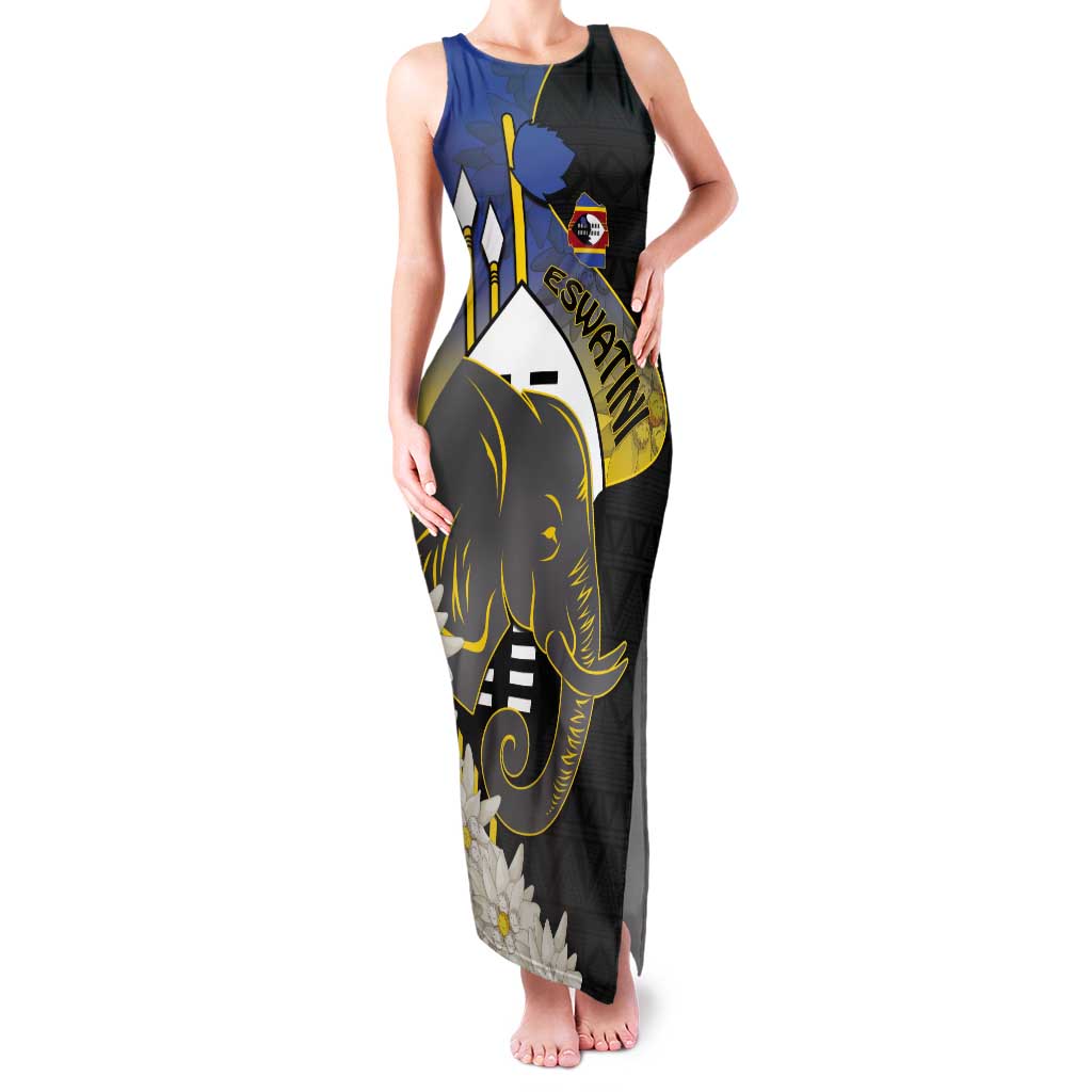 Eswatini Independence Day Tank Maxi Dress Swaziland Nguni Shield African Pattern - Wonder Print Shop