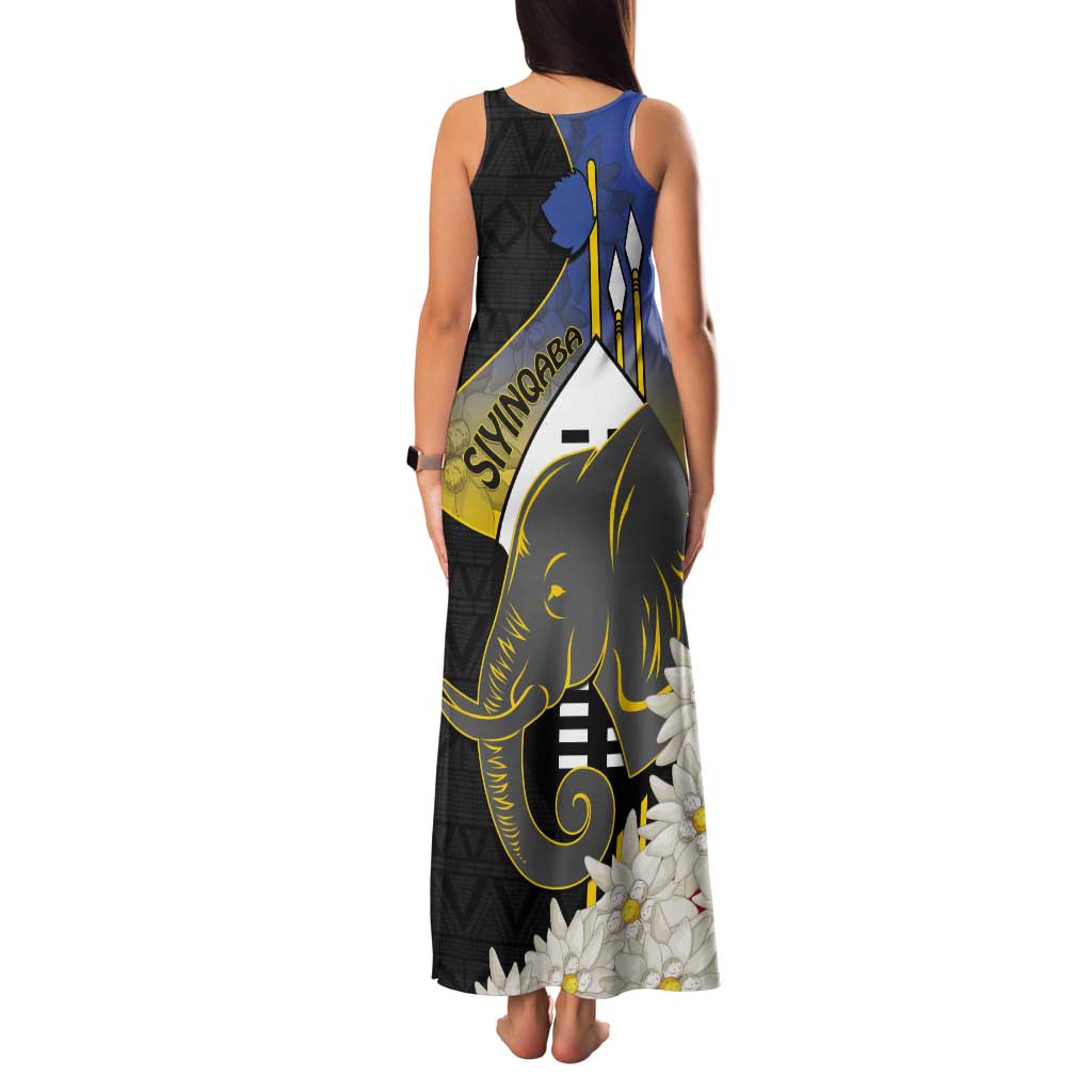 Eswatini Independence Day Tank Maxi Dress Swaziland Nguni Shield African Pattern - Wonder Print Shop