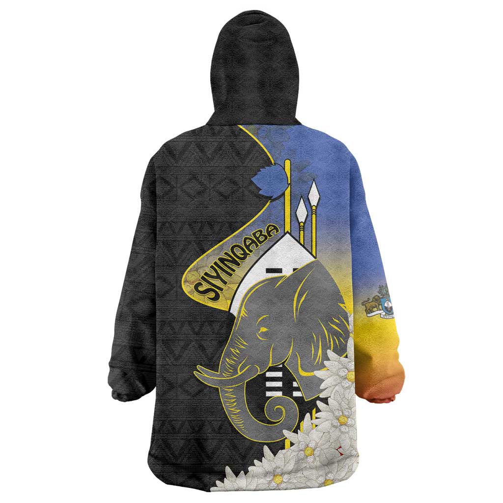 Eswatini Independence Day Wearable Blanket Hoodie Swaziland Nguni Shield African Pattern - Wonder Print Shop