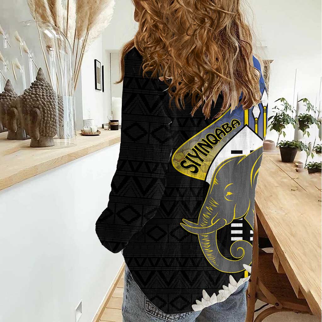 Eswatini Independence Day Women Casual Shirt Swaziland Nguni Shield African Pattern - Wonder Print Shop