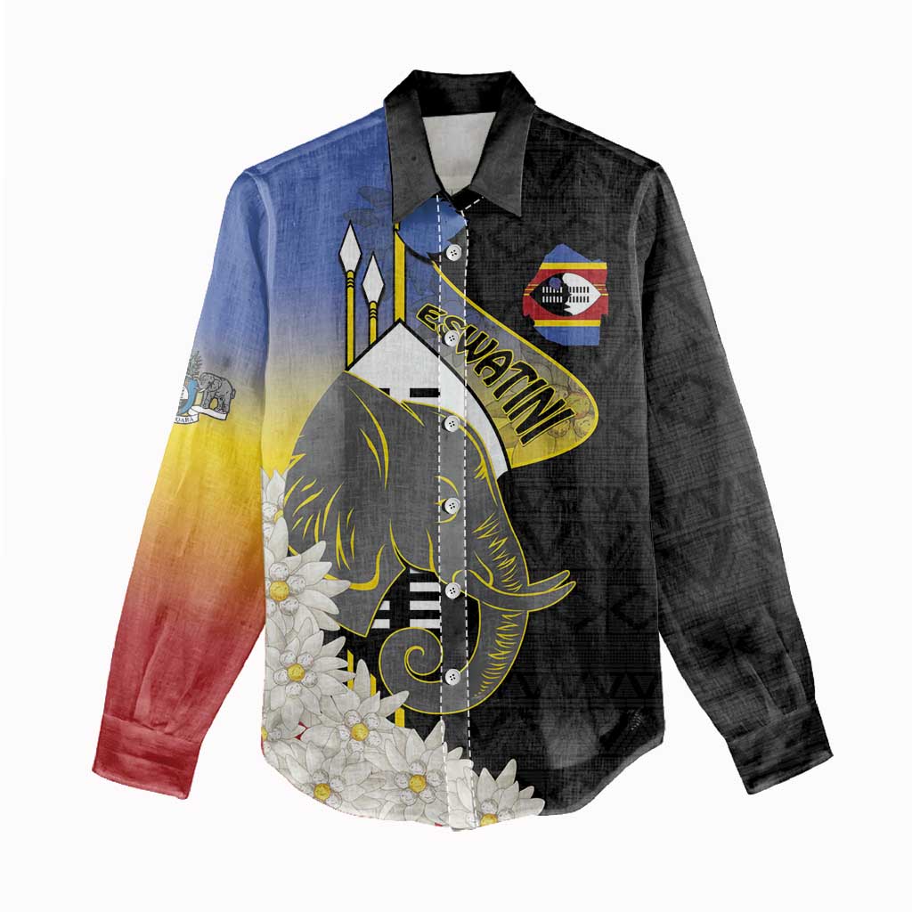 Eswatini Independence Day Women Casual Shirt Swaziland Nguni Shield African Pattern - Wonder Print Shop