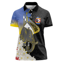Eswatini Independence Day Women Polo Shirt Swaziland Nguni Shield African Pattern - Wonder Print Shop