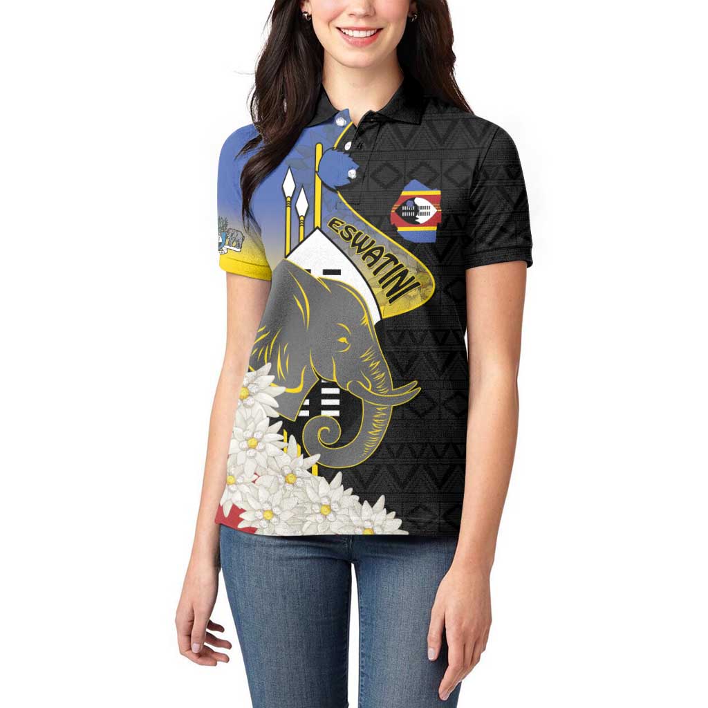 Eswatini Independence Day Women Polo Shirt Swaziland Nguni Shield African Pattern - Wonder Print Shop