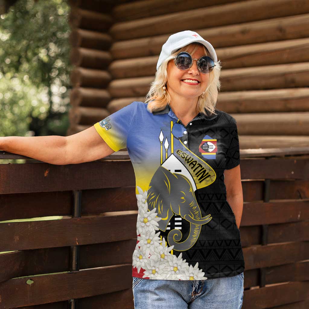 Eswatini Independence Day Women Polo Shirt Swaziland Nguni Shield African Pattern - Wonder Print Shop