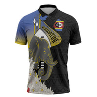Eswatini Independence Day Zipper Polo Shirt Swaziland Nguni Shield African Pattern - Wonder Print Shop