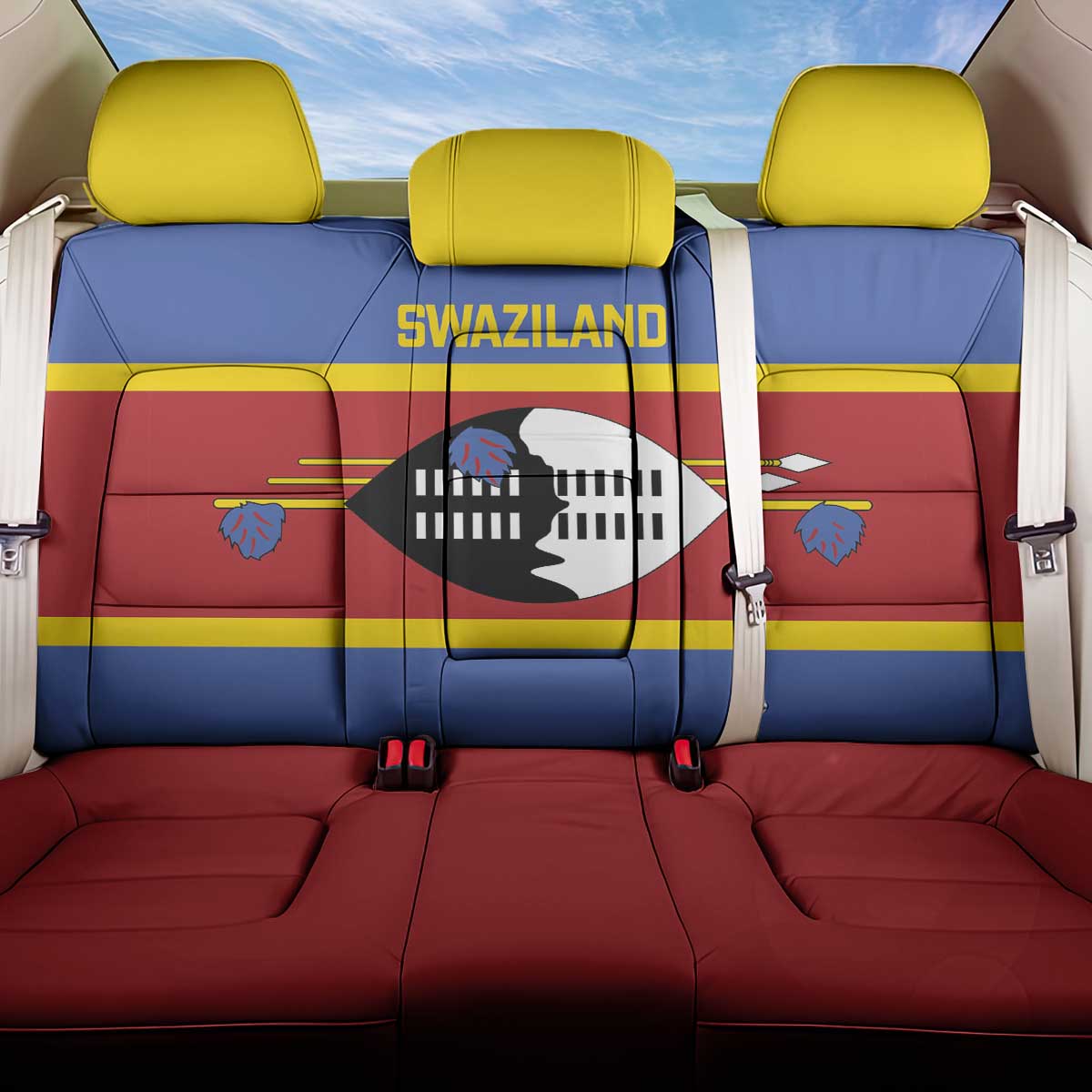 Swaziland Back Car Seat Cover Siyinqaba Eswatini Flag Style - Wonder Print Shop