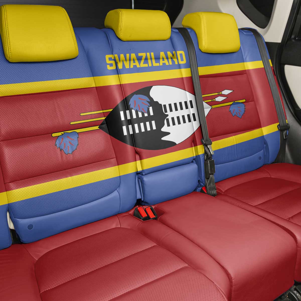 Swaziland Back Car Seat Cover Siyinqaba Eswatini Flag Style - Wonder Print Shop