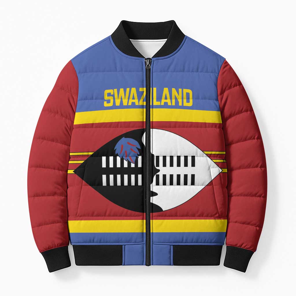 Swaziland Bomber Puffer Jacket Siyinqaba Eswatini Flag Style - Wonder Print Shop