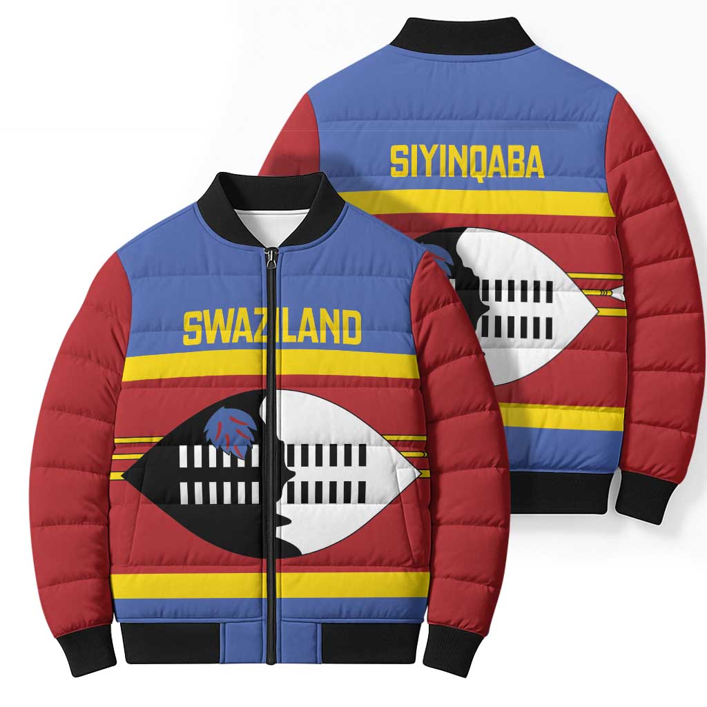 Swaziland Bomber Puffer Jacket Siyinqaba Eswatini Flag Style - Wonder Print Shop