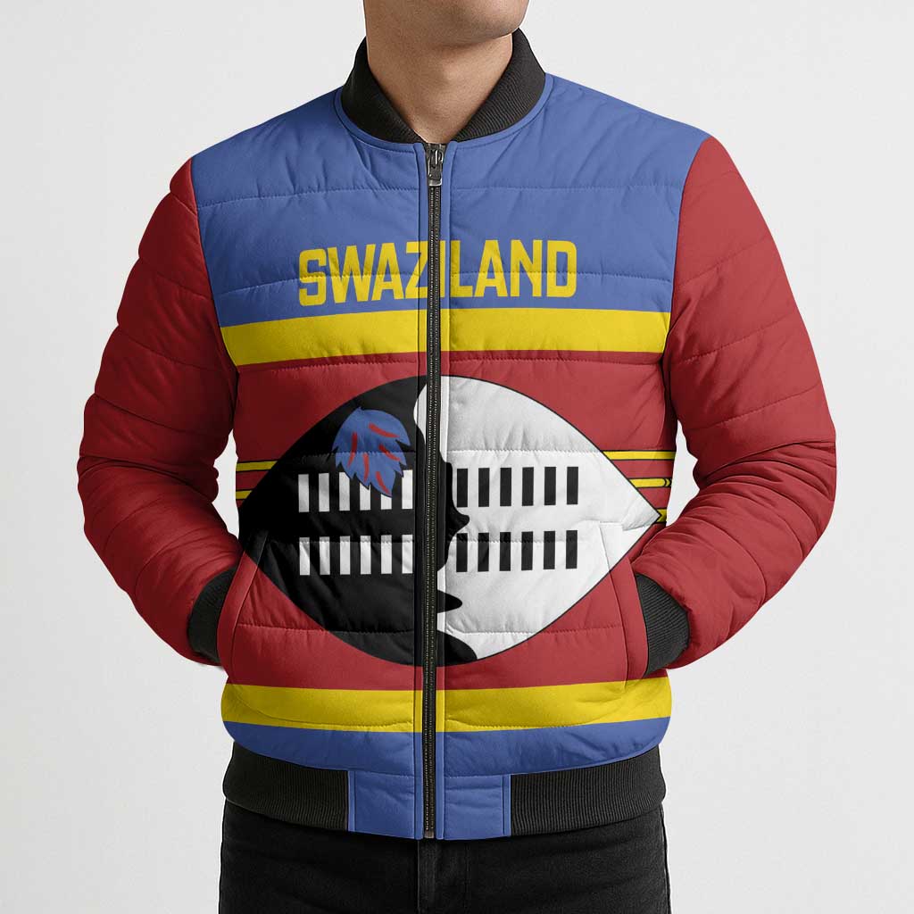 Swaziland Bomber Puffer Jacket Siyinqaba Eswatini Flag Style - Wonder Print Shop