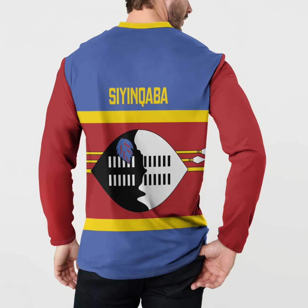 Swaziland Button Sweatshirt Siyinqaba Eswatini Flag Style - Wonder Print Shop
