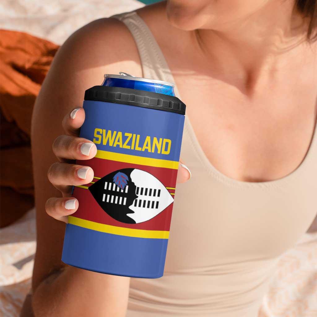Swaziland 4 in 1 Can Cooler Tumbler Siyinqaba Eswatini Flag Style - Wonder Print Shop