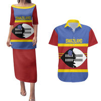 Swaziland Couples Matching Puletasi and Hawaiian Shirt Siyinqaba Eswatini Flag Style - Wonder Print Shop