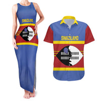 Swaziland Couples Matching Tank Maxi Dress and Hawaiian Shirt Siyinqaba Eswatini Flag Style - Wonder Print Shop