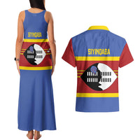 Swaziland Couples Matching Tank Maxi Dress and Hawaiian Shirt Siyinqaba Eswatini Flag Style - Wonder Print Shop