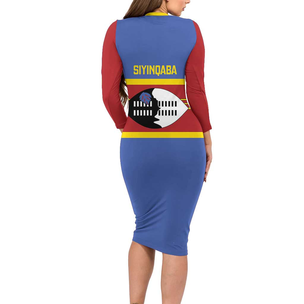 Swaziland Family Matching Long Sleeve Bodycon Dress and Hawaiian Shirt Siyinqaba Eswatini Flag Style - Wonder Print Shop