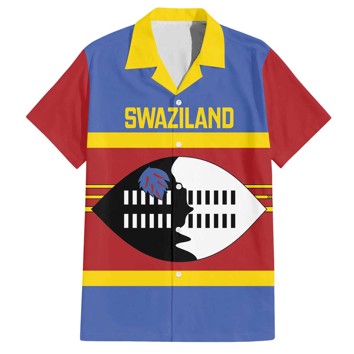 Swaziland Family Matching Off The Shoulder Long Sleeve Dress and Hawaiian Shirt Siyinqaba Eswatini Flag Style - Wonder Print Shop