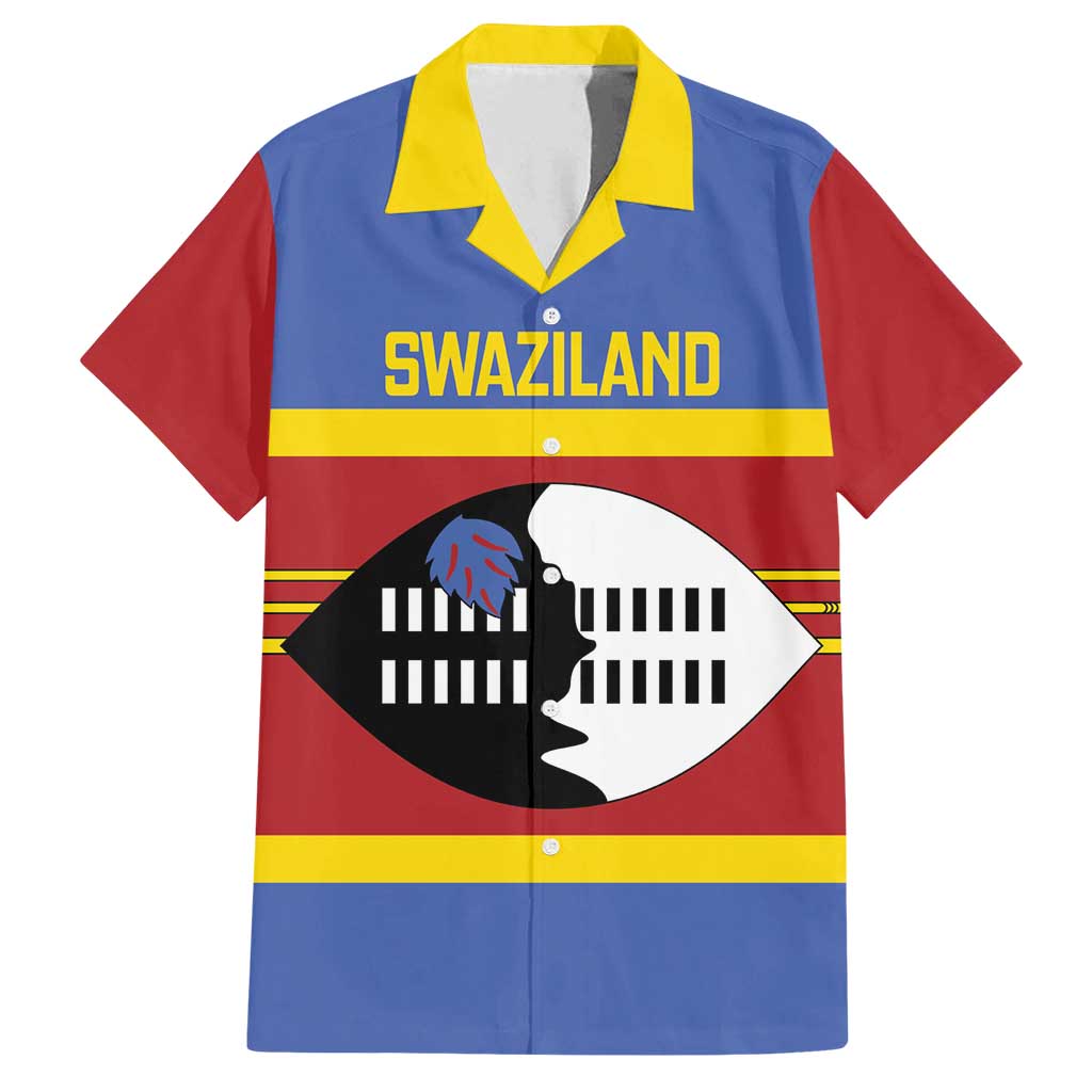 Swaziland Family Matching Off Shoulder Short Dress and Hawaiian Shirt Siyinqaba Eswatini Flag Style - Wonder Print Shop
