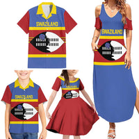 Swaziland Family Matching Summer Maxi Dress and Hawaiian Shirt Siyinqaba Eswatini Flag Style - Wonder Print Shop