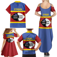 Swaziland Family Matching Summer Maxi Dress and Hawaiian Shirt Siyinqaba Eswatini Flag Style - Wonder Print Shop