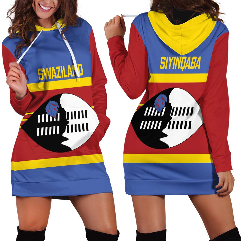 Swaziland Hoodie Dress Siyinqaba Eswatini Flag Style - Wonder Print Shop