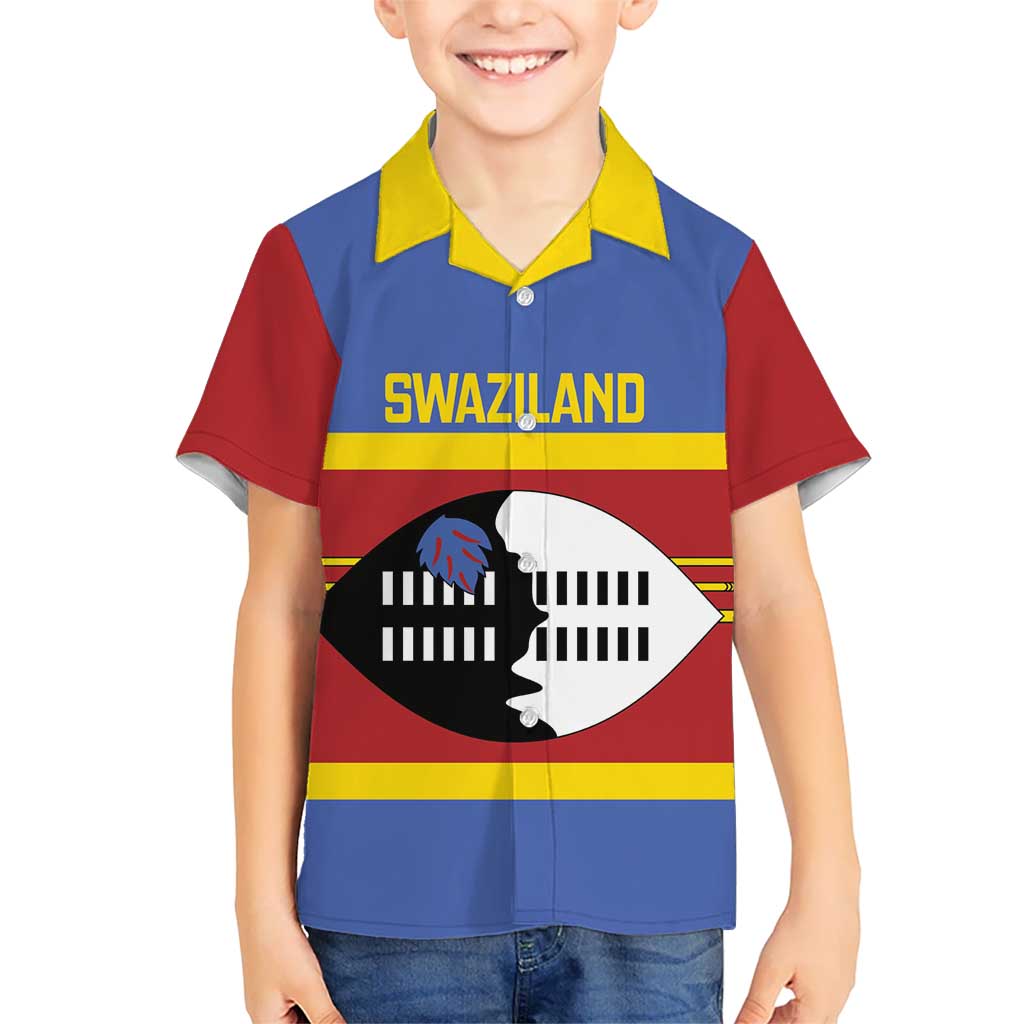 Swaziland Kid Hawaiian Shirt Siyinqaba Eswatini Flag Style - Wonder Print Shop